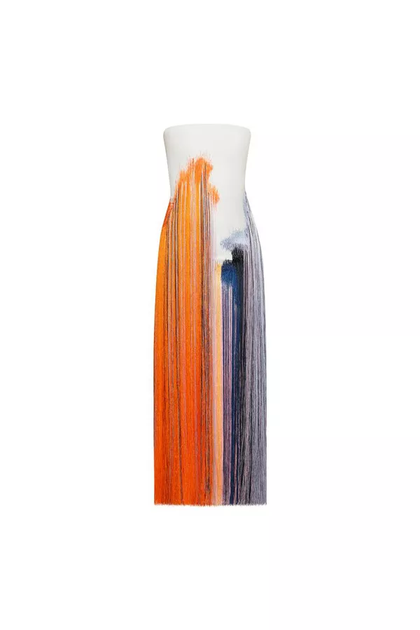 oscar de la renta abstract brushstroke fringe cocktail dress Abstract Brushstroke Fringe Cocktail Dress by Oscar de la Renta at