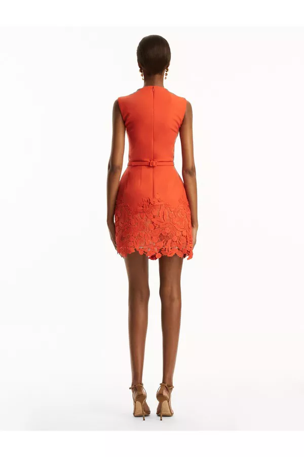 Cherry Guipure Lace Mini Dress by Oscar de la Renta at THE MILE