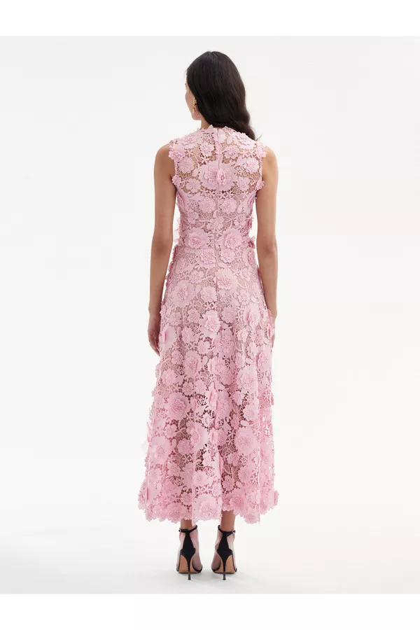 knee length dresses for ladies Vérane pink guipure-lace midi dress main image 1