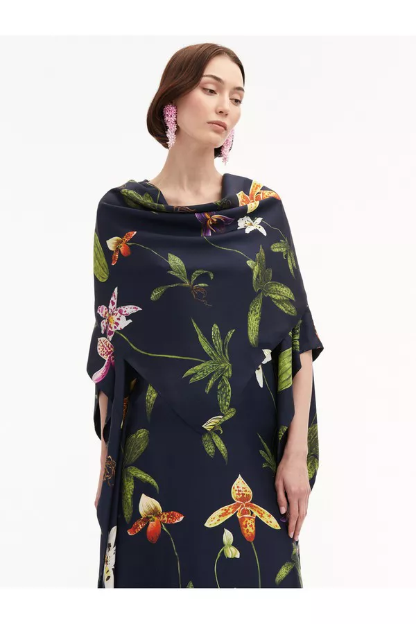 Orchid Silk Twill Caftan by Oscar de la Renta at THE MILE
