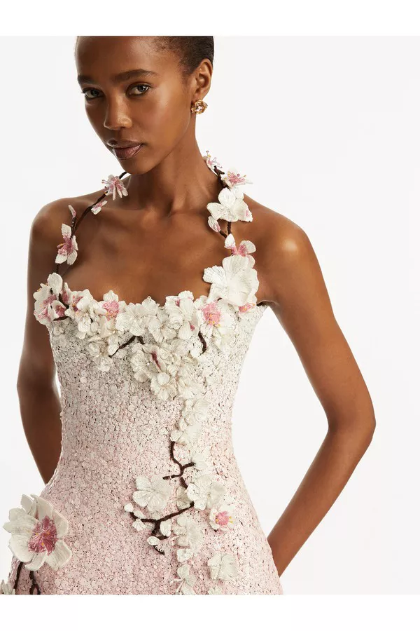 oscar de la renta cherry blossom sequin mini dress Cherry Blossom Sequin Cocktail Dress by Oscar de la Renta at THE MILE