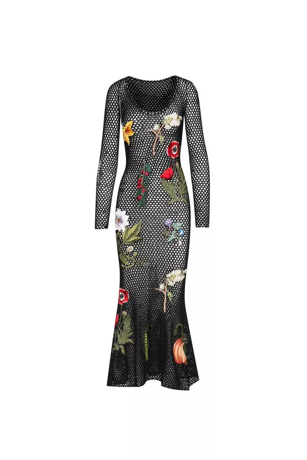 Floral Embroidered Crochet Dress by Oscar de la Renta at THE MILE