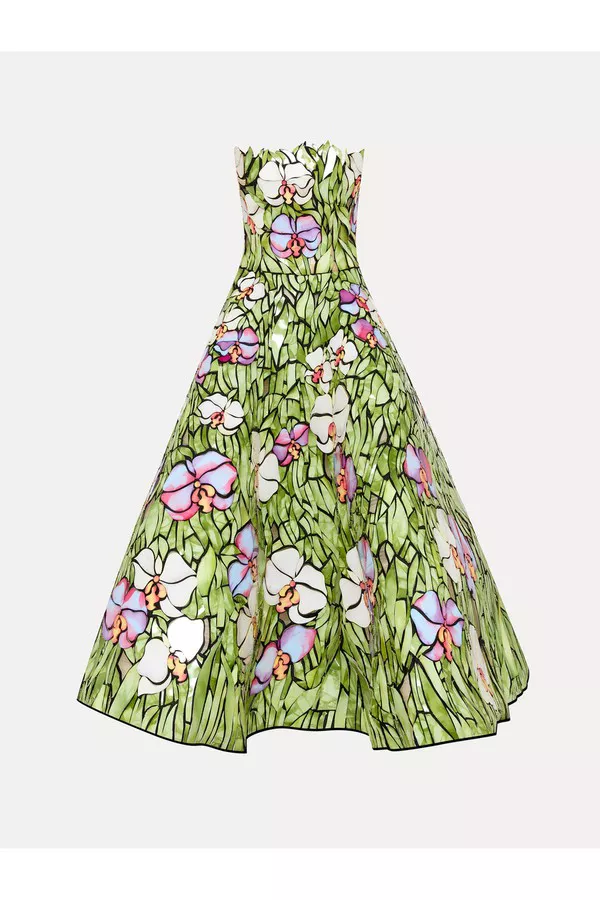 oscar de la renta green floral dress Oscar de la Renta main image 0