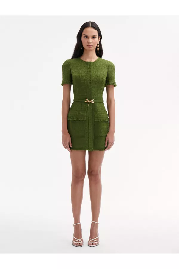 Dragonfly Belt Tweed Dress by Oscar de la Renta at THE MILE