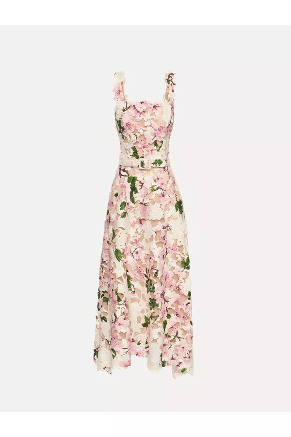 white christmas dresses Cherry Blossom Mini Dress - Green, Pink and Red, Medium | Hazel and Olive main image 0