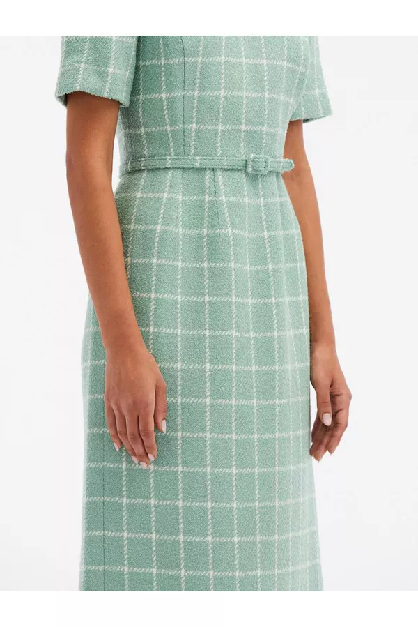 Boucle Windowpane Tweed Dress by Oscar de la Renta at THE MILE