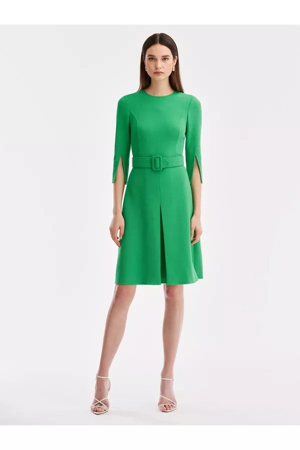 Split Sleeve Midi Dress by Oscar de la Renta at THE MILE