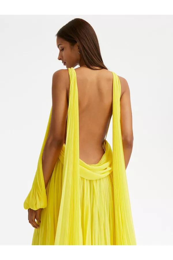 sachin and babi light blue dress Oscar De La Renta Pleated Chiffon And Wool-Blend Dress In Light Blue - 65%  Off
