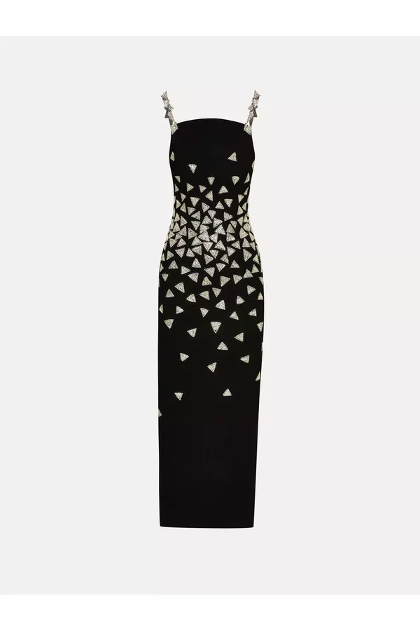 oscar de la renta evening dresses on sale Crystal Leaves Embroidered Column Gown main image 1