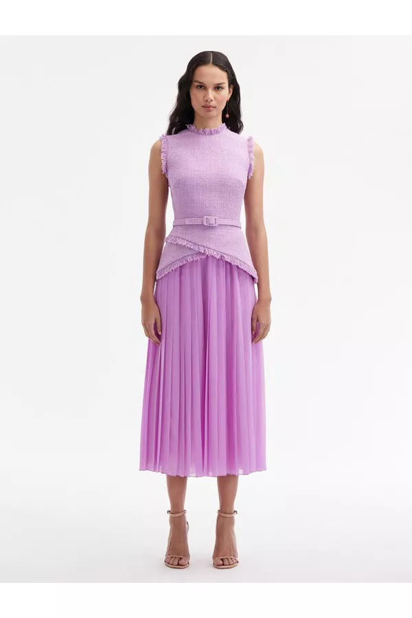 sachin and babi light blue dress Oscar de la Renta Draped Silk-chiffon Mini Dress in Purple