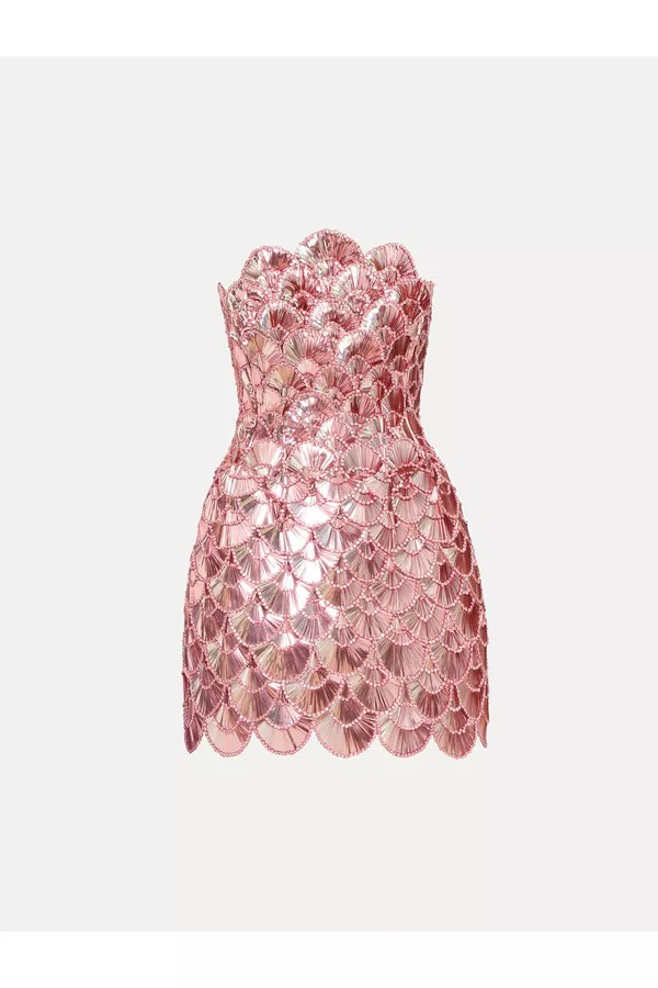 embroidered halter dress Sequin Embroidered Crepe Jersey Dress