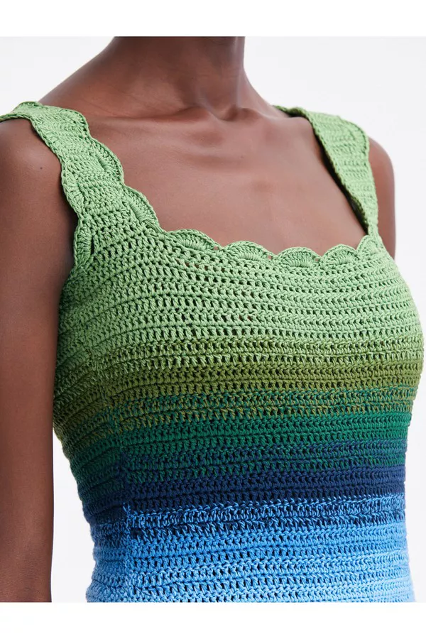 Rainbow Ombr Crochet Dress by Oscar de la Renta at THE MILE