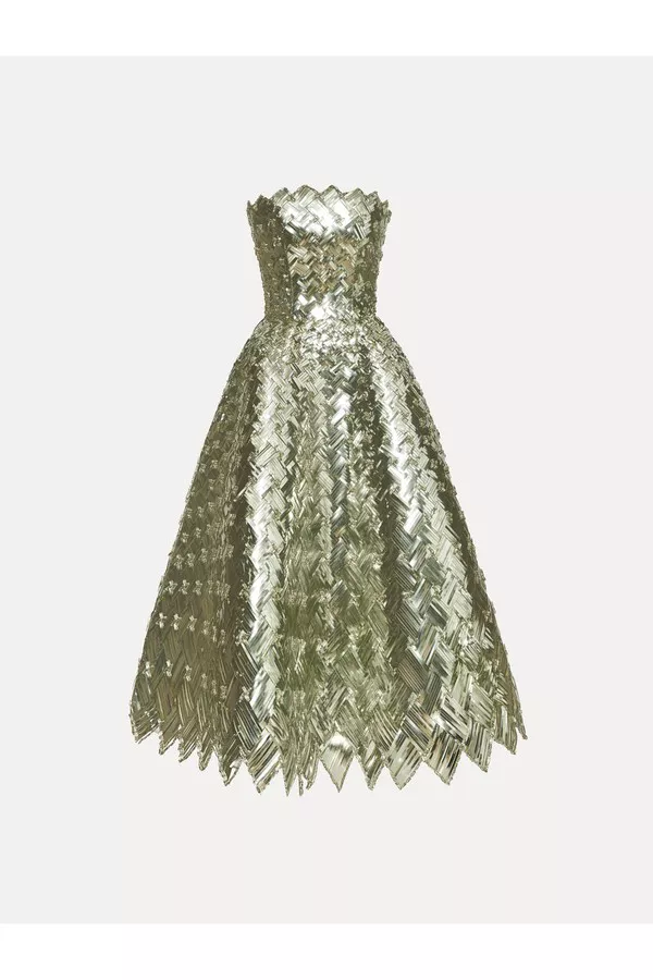 oscar de la renta evening dress Fern Embroidered Trumpet Dress by Oscar de la Renta