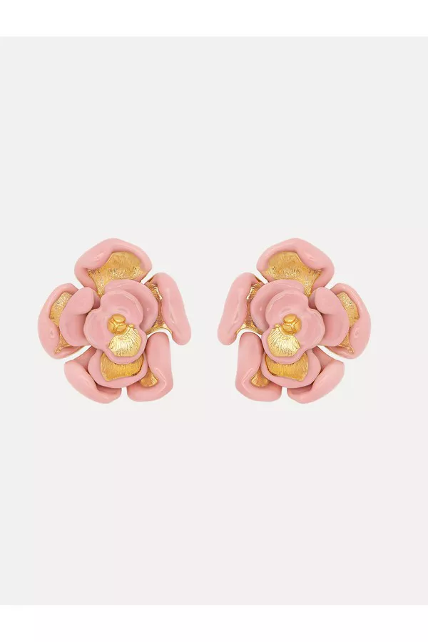 Enamel Rose Earrings by Oscar de la Renta at THE MILE