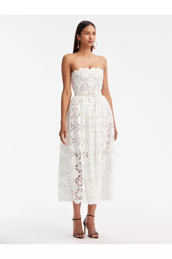 white midi dress with straps Adrianna Papell One-shoulder Bow-accent Midi Dress