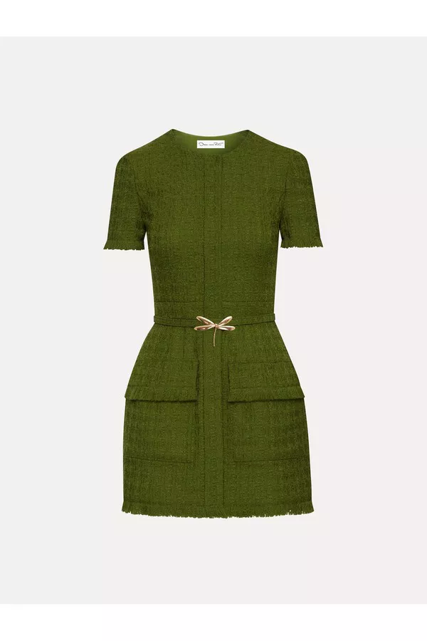 Dragonfly Belt Tweed Dress by Oscar de la Renta at THE MILE