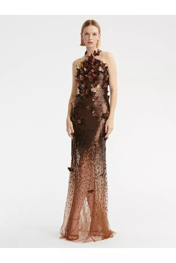Halter Neck Butterfly Embroidered Gown by Oscar de la Renta at THE... Halter Neck Butterfly Embroidered Gown by Oscar de la Renta at THE...