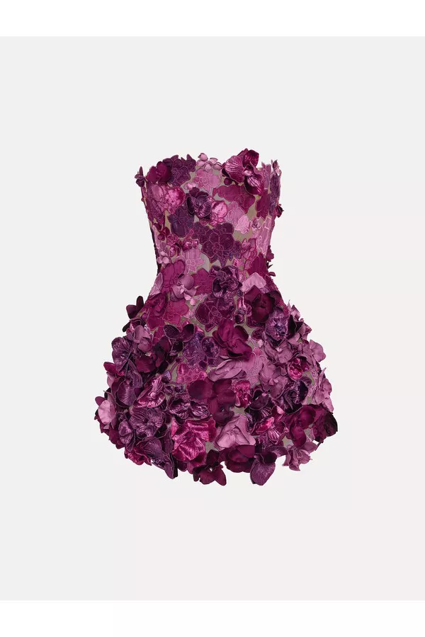 oscar de la renta orchid embroidered cocktail dress Orchid Embroidered Cocktail Dress by Oscar de la Renta at THE MILE