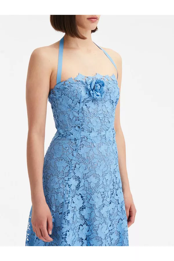 shani lace dress Shani Lace-Trim Crepe Fit & Flare Dress - Black