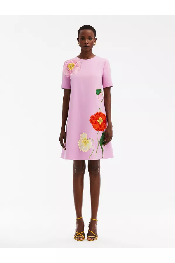 Painted Poppies Embroidered Shift Dress by Oscar de la Renta at...