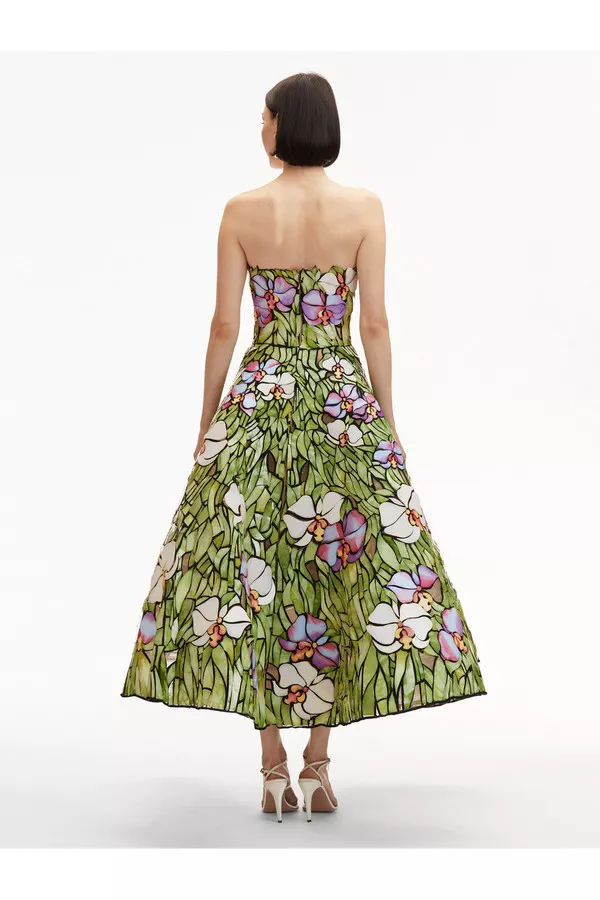 oscar de la renta orchid silk twill midi dress Oscar de la Renta Dresses