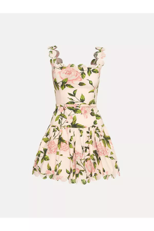 English Rose Cotton Poplin Tiered Dress by Oscar de la Renta at...