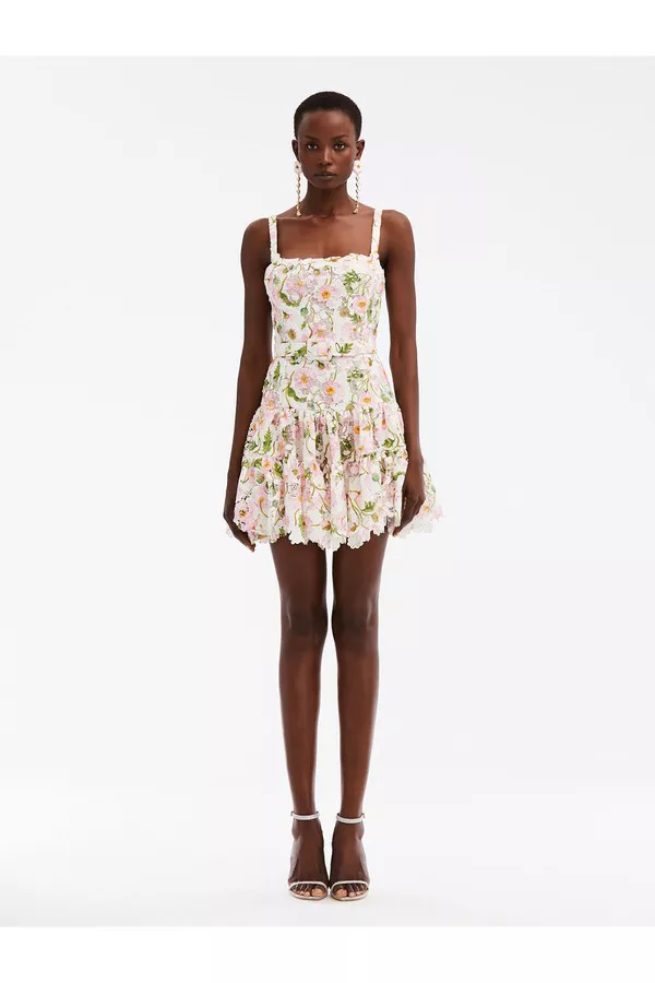 slim fit dress slacks Floral Lace Mini Dress 12 / Floral Multi