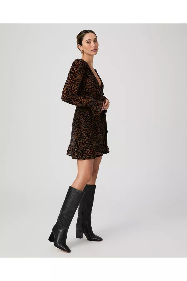 paige ysabel wrap mini dress PAIGE Ysabel Long-Sleeve Velvet Mini Wrap Dress