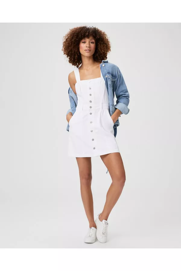 topshop white denim dress Topshop puff sleeve denim dress in white, Very cute,
