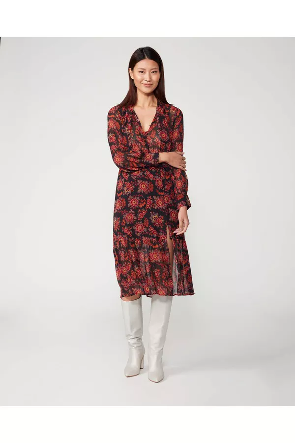 chinese dress ladies Z Supply Women's Spellbound Nox Floral Dress, Size XS, Brown