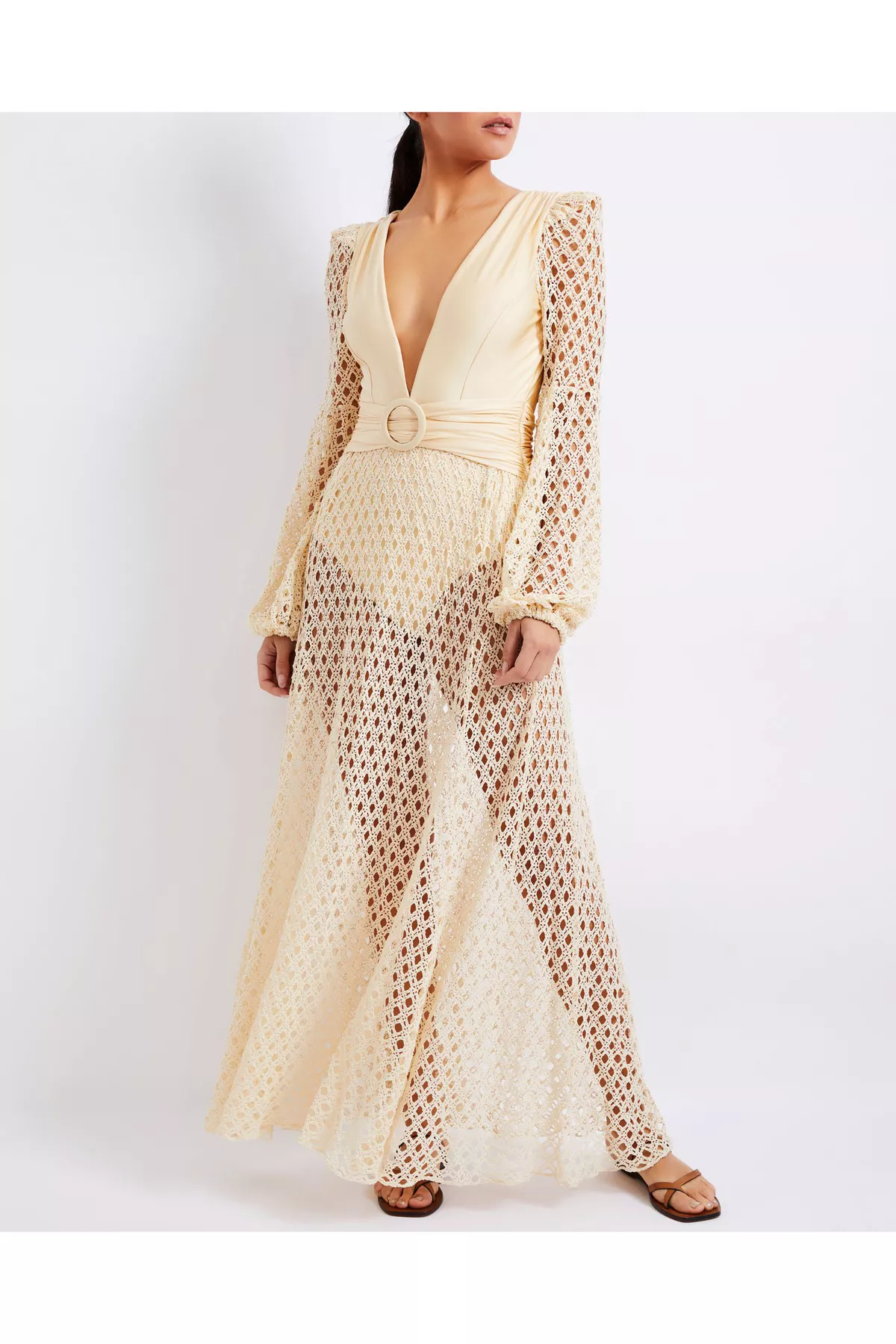 patbo monstera crochet dress Patbo Monstera Crochet Plunge Beach Dress