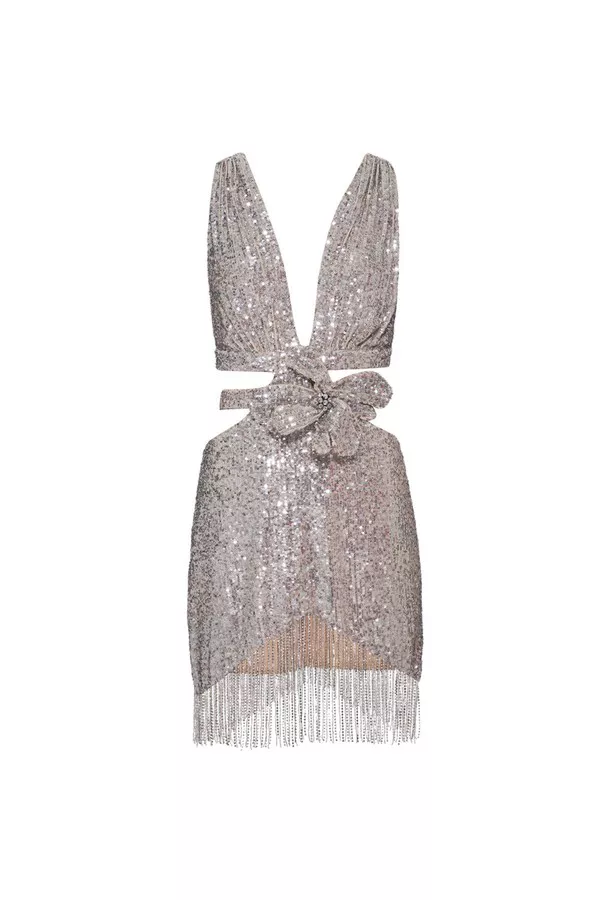 patbo silver dress NWT Women's PatBO Silver Lurex One Shoulder Mini Dress Size 0 Retail $626