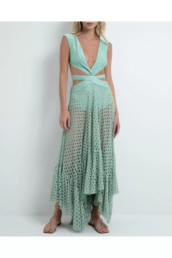 Monstera Sleeveless Beach Dress by PatBO at THE MILE