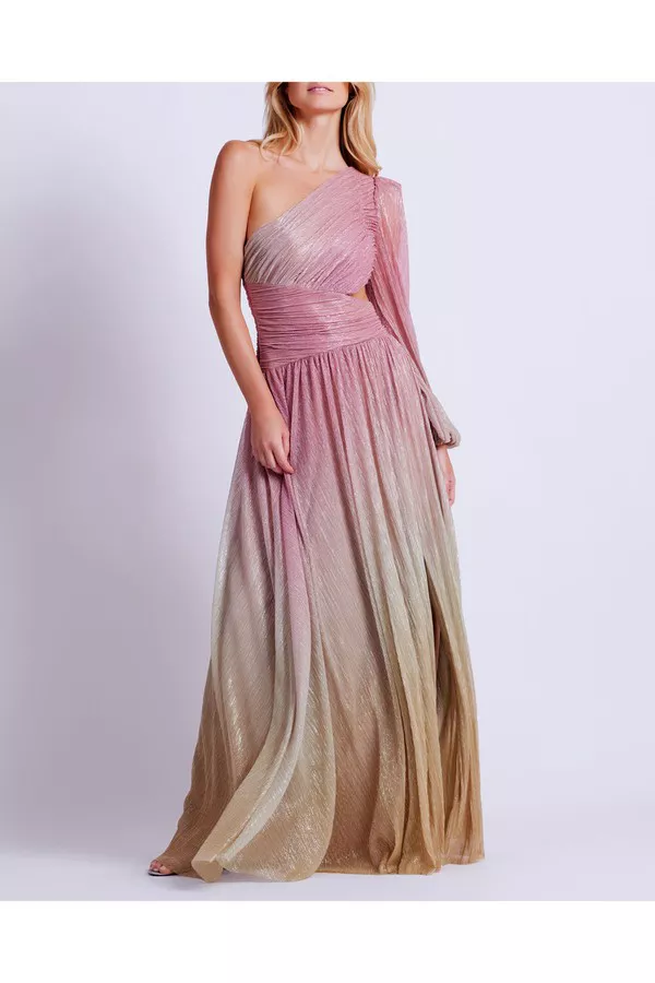 Metallic Ombre One Shoulder Maxi Gown by PatBO at THE MILE