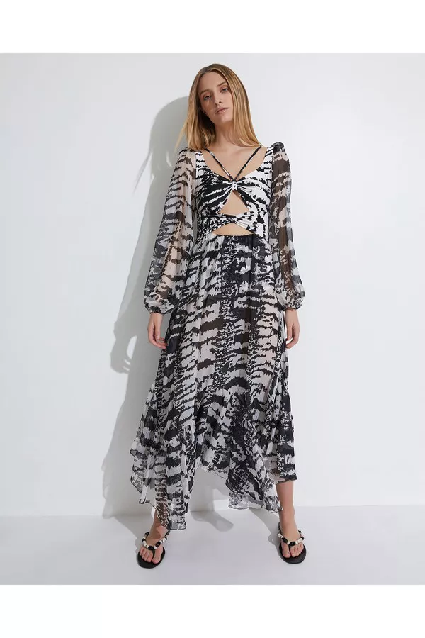 Patbo X Alessandra Printed Cut-Out Dress by PatBO at THE MILE