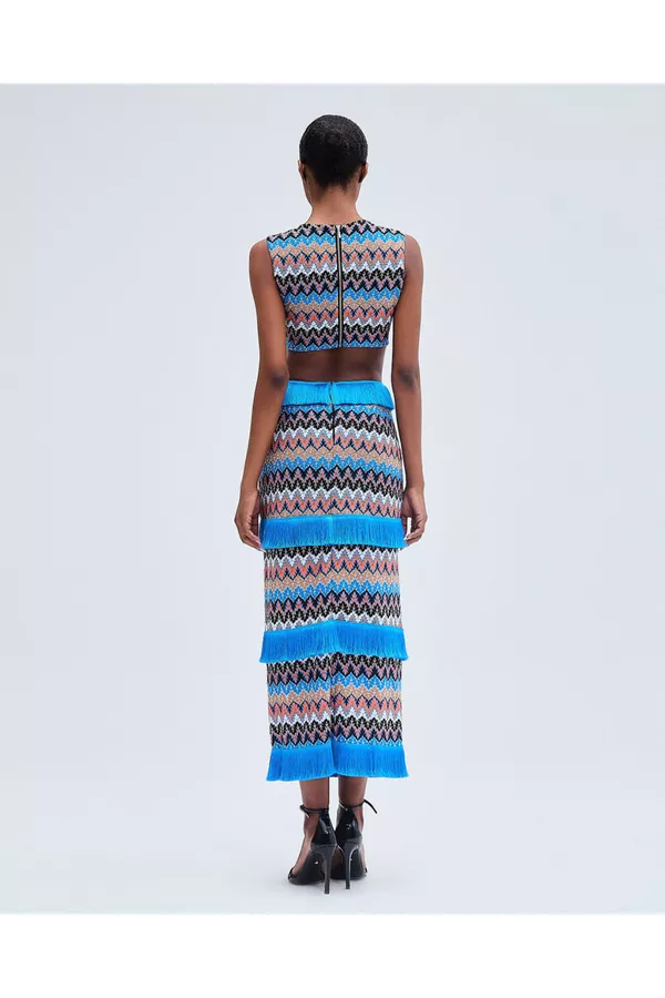Crochet Cutout Midi Dress by PatBO at THE MILE
