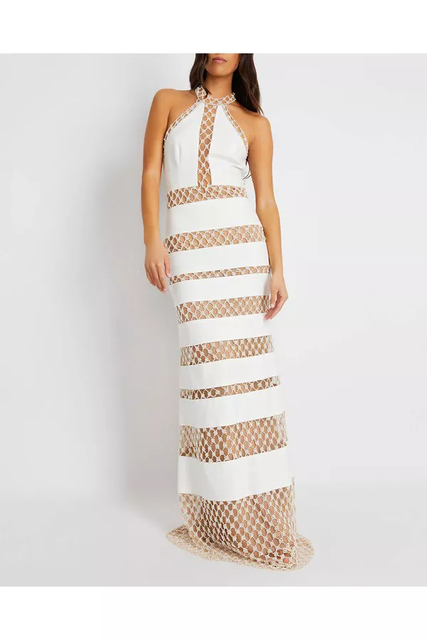 Pearl-Beaded Maxi Dress by PatBO at THE MILE Pearl-Beaded Maxi Dress by PatBO at THE MILE