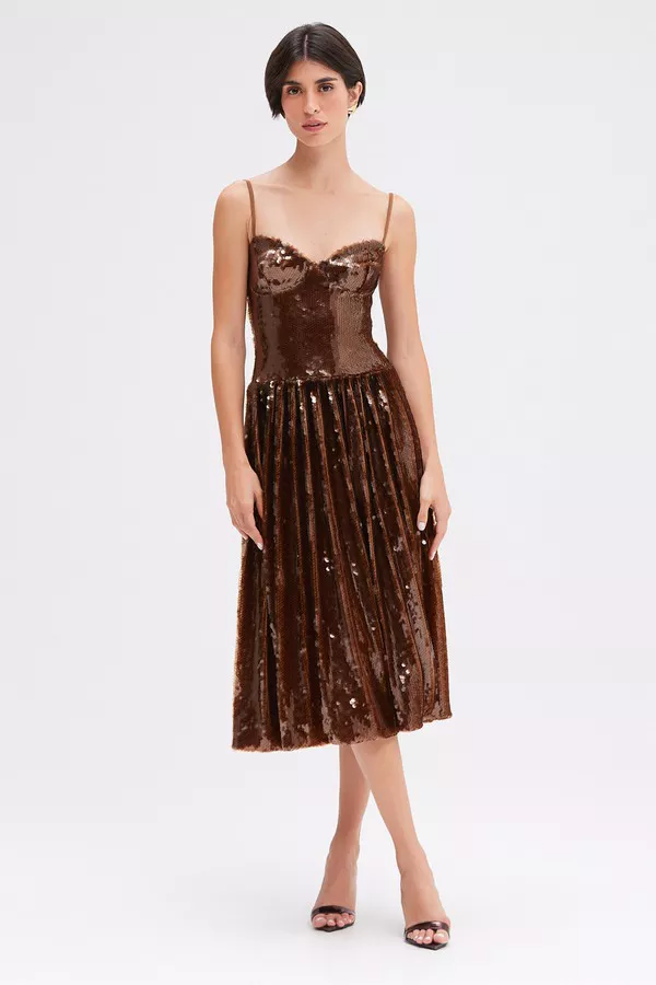 Sequin Midi Dress (Runway) by PatBO at THE MILE Sequin Midi Dress (Runway) by PatBO at THE MILE
