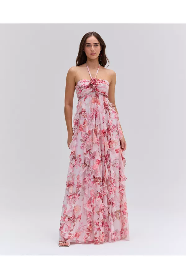Floral Haze Halterneck Maxi Dress by PatBO at THE MILE
