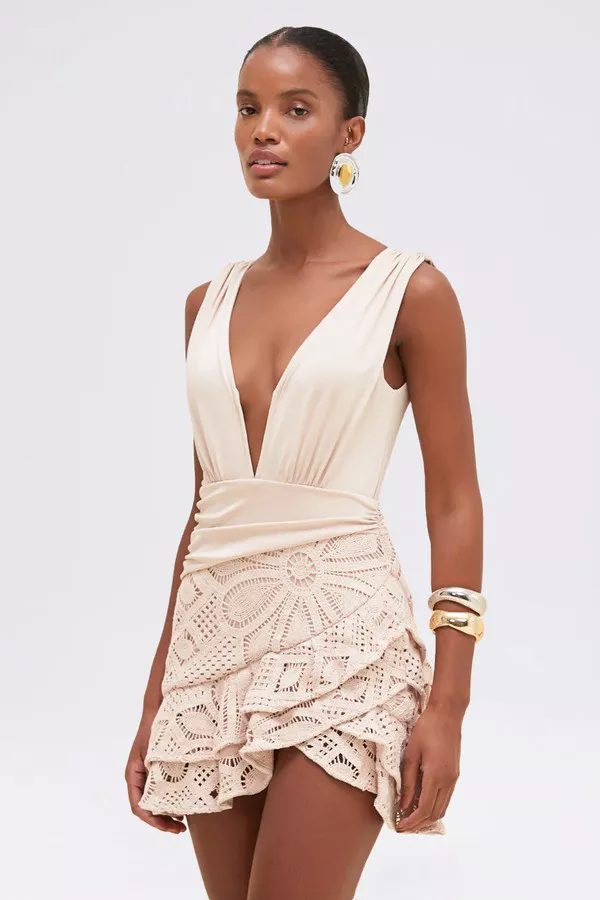 gold mini dress For Love and Lemons Opal Mini in Gold  TrenLend