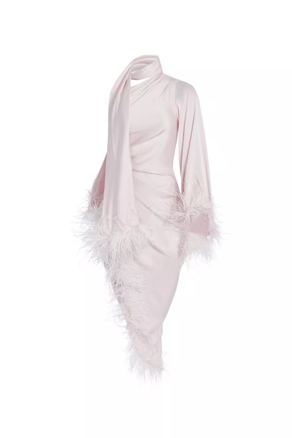 strapless open back dress Blush Pink Chiffon Asymmetrical Bridesmaid Dress main image 1