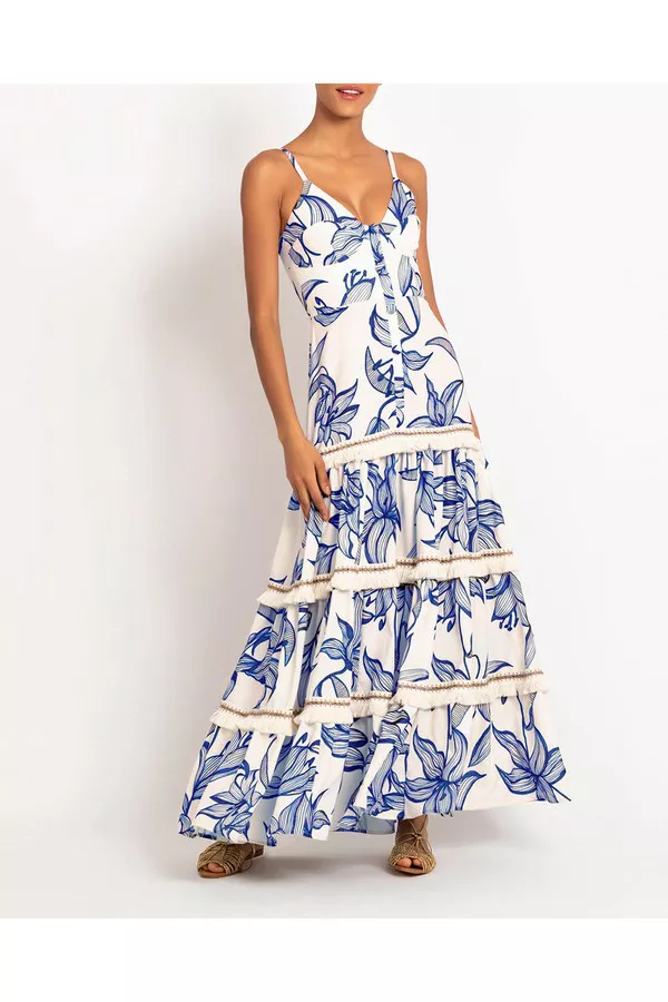 Stargazer Lace Trim Maxi Dress by PatBO at THE MILE