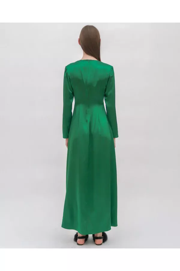green emerald velvet dress RUCHED SLIP DRESS – Rosetta Getty main image 0