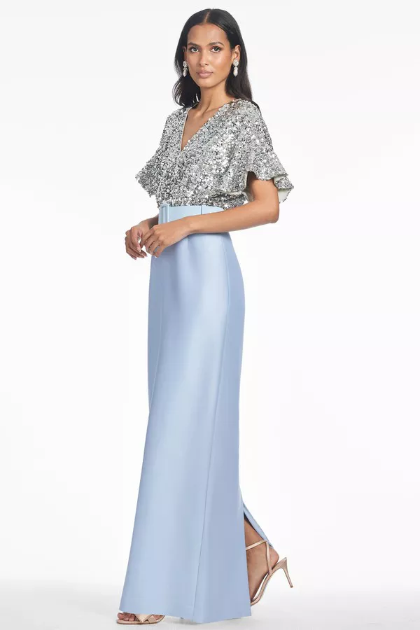 blue dress for baby girl Sachin & Babi Sophia Gown - Ice Blue