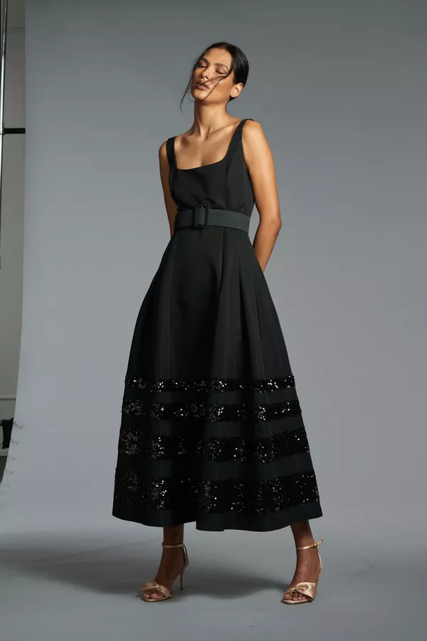 sachin and babi black dress BROOKE GOWN - BLACK VENETIA PETAL