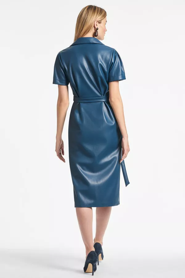 light blue leather dress Women Sexy Leather Mini Dress - Vegan Leather main image 1
