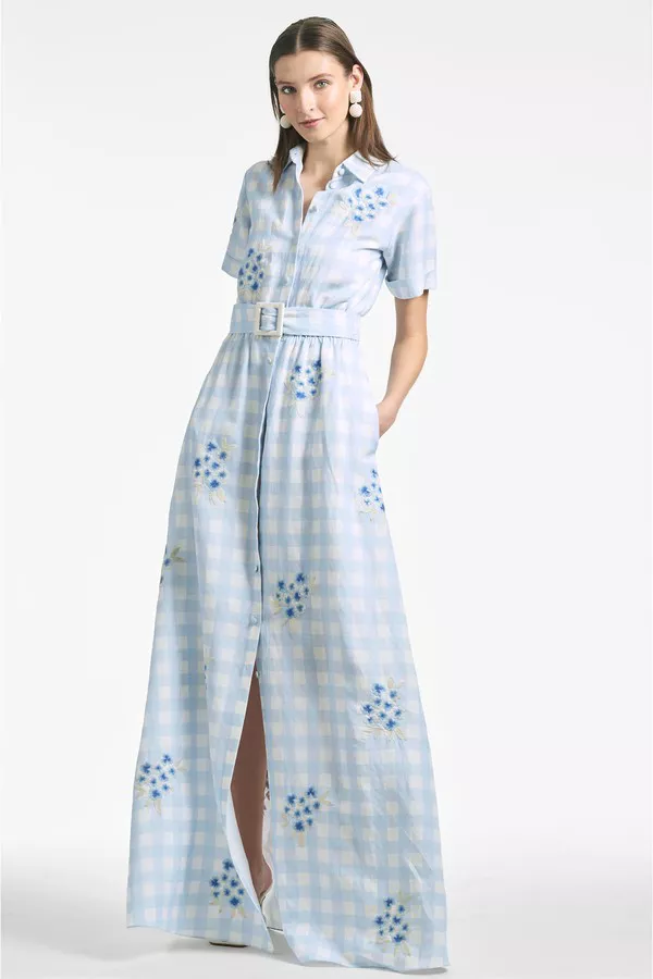 navy blue dress for baby girl Sachin & Babi Jenny Dress - Blue Ikat Floral