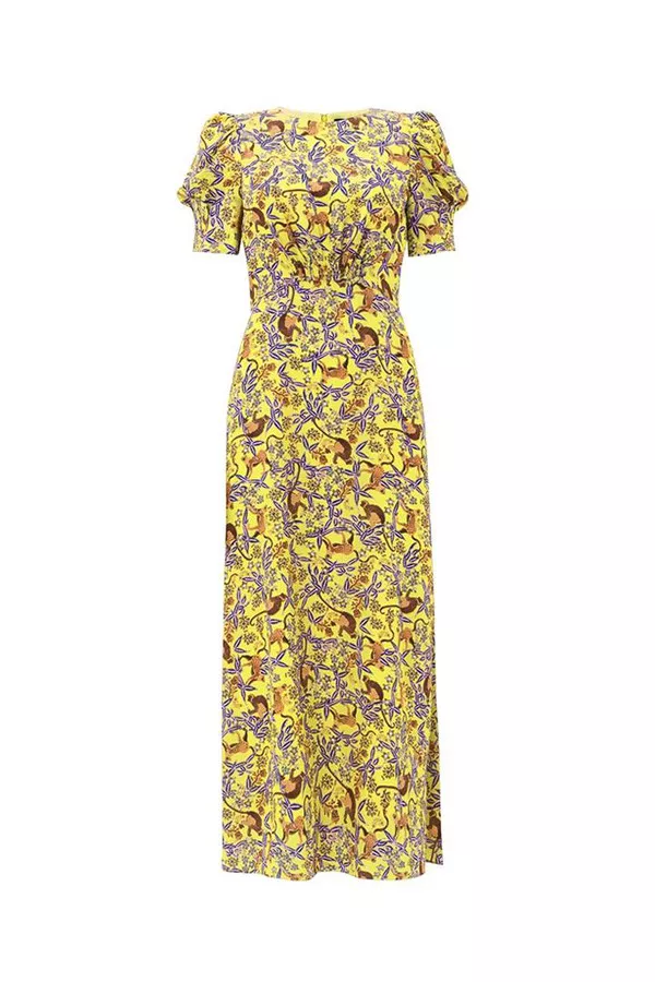 saloni bianca floral-print silk dress SALONI Bianca floral-print silk crepe de chine midi dress