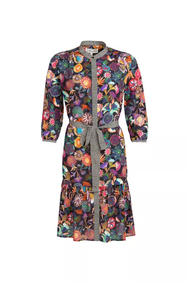 saloni tyra silk dress Tyra belted tie-dyed silk crepe de chine mini dress - multicolor