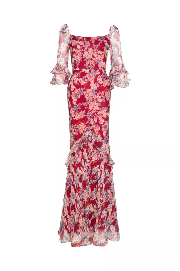 Tamara D Dress In Mulberry Cerise by Saloni at THE MILE